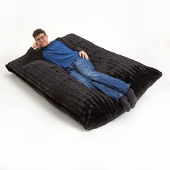 Black Faux Fur Sofa Sack Bean Bag Lounger 73" X 52" X 10" - Neurodiversity Nation