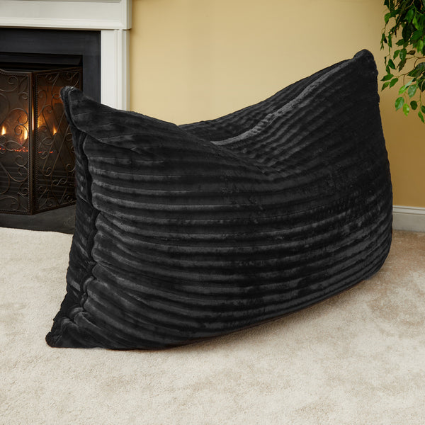 Black Faux Fur Sofa Sack Bean Bag Lounger 73" X 52" X 10" - Neurodiversity Nation