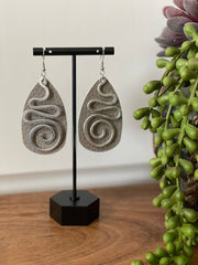 Swirly Circle Hammered Metal Teardrop Earrings