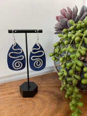 Swirly Circle Hammered Metal Teardrop Earrings