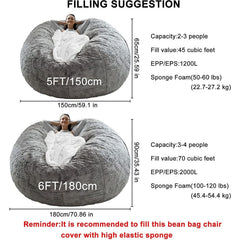 Fluffy Velvet Bean Bag Cover - Black - Neurodiversity Nation