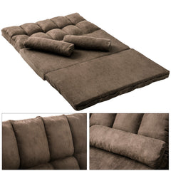 Double Chaise Floor Lounge with Two Pillows (Brown) - Neurodiversity Nation