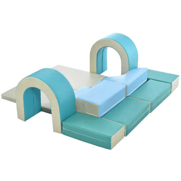 Soft Climb and Crawl Foam Playset 10 in 1 in Blues - Neurodiversity Nation