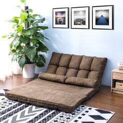 Double Chaise Floor Lounge with Two Pillows (Brown) - Neurodiversity Nation