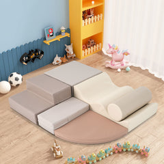 Soft Climb and Crawl Foam Playset 6 in 1 Beige - Neurodiversity Nation