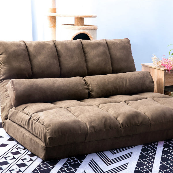 Double Chaise Floor Lounge with Two Pillows (Brown) - Neurodiversity Nation