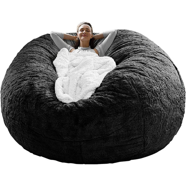 Fluffy Velvet Bean Bag Cover - Black - Neurodiversity Nation