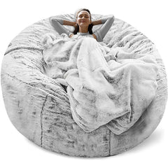 Fluffy Velvet Bean Bag Cover - Snow Gray - Neurodiversity Nation